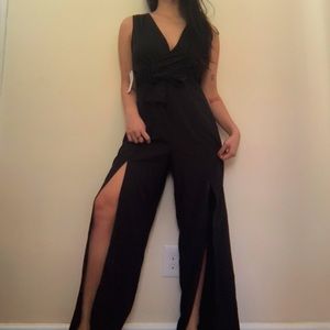 ‼️SOLD‼️ Black leg slit formal jumpsuit